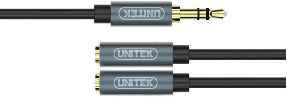 ⁨UNITEK Y-C956ABK audio cable 0.2 m 3.5mm 2 x 3.5mm Black, Grey⁩ at Wasserman.eu