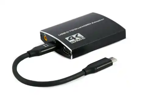 ⁨Adapter GEMBIRD A-CM-HDMIF2-01 USB typ C - 2x HDMI⁩ w sklepie Wasserman.eu
