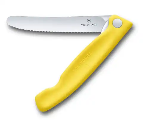 ⁨Składany nóż do warzyw i owoców Victorinox, ząbkowany 11 cm, żółty⁩ w sklepie Wasserman.eu