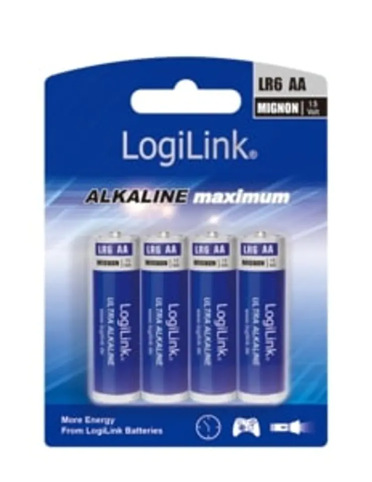 ⁨Batteries LOGILINK Alkaline AA (LR6) 1700mAh 4 pcs LR6B4⁩ at Wasserman.eu