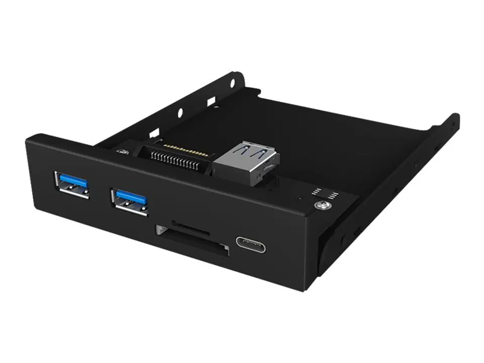 ⁨ICYBOX IB-HUB1417-i3 IcyBox 3-port hub (2x USB 3.0, 1x USB Type-C), miniSD/SD card reader, black⁩ at Wasserman.eu