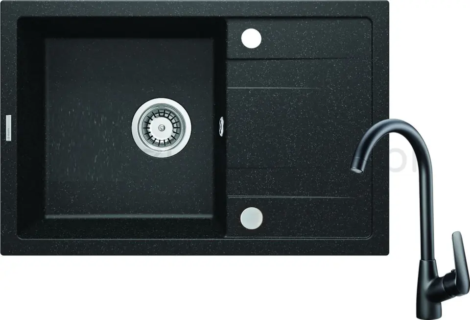 Granite sink with 1-bowl faucet with drainer at Wasserman.eu