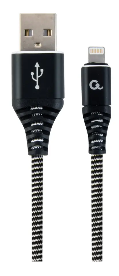 ⁨Gembird CC-USB2B-AMLM-1M-BW lightning cable Black, White⁩ at Wasserman.eu