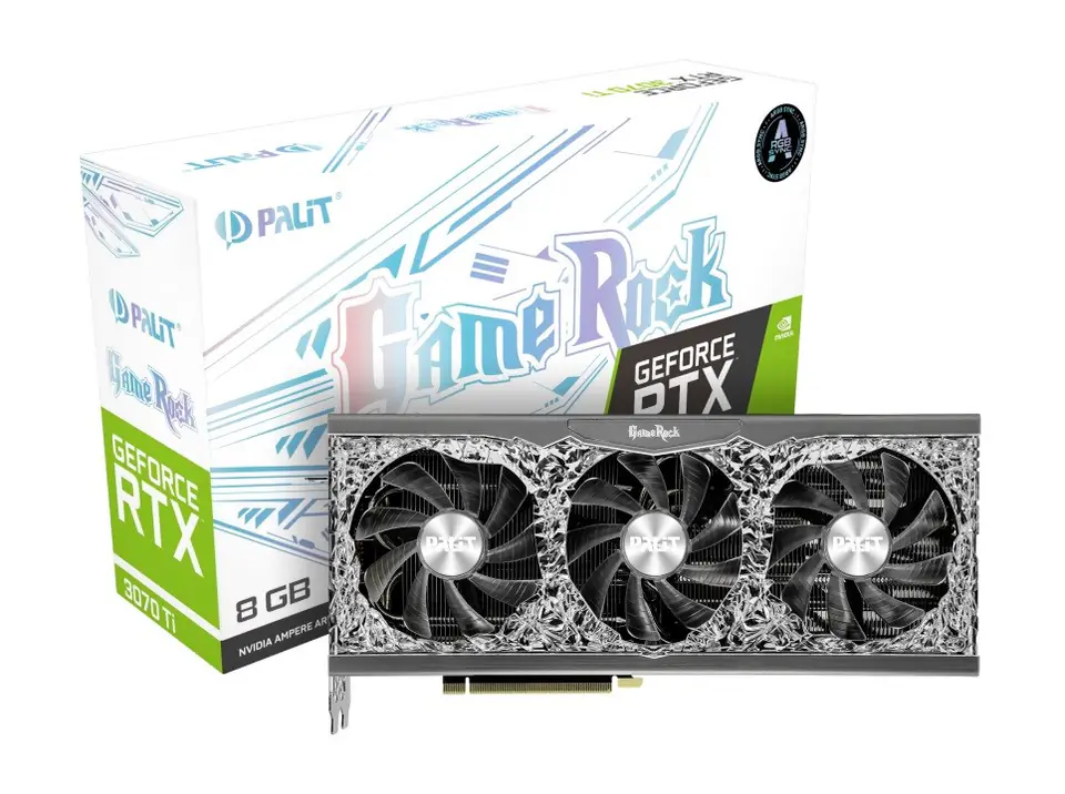 ⁨Karta graficzna PALIT RTX 3070 Ti GameRock 8 GB GDDR6X NED307T019P2-1047G⁩ w sklepie Wasserman.eu