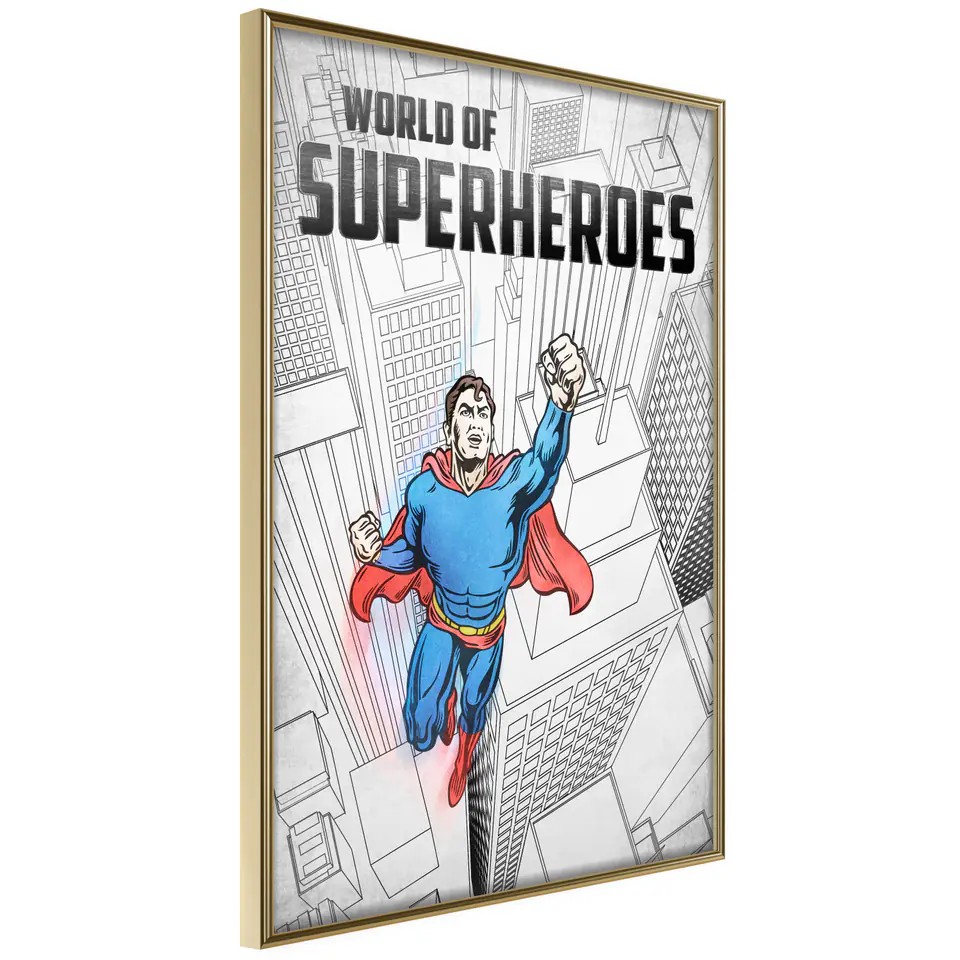 ⁨Poster - Superhero (size 20x30, finish Gold frame)⁩ at Wasserman.eu