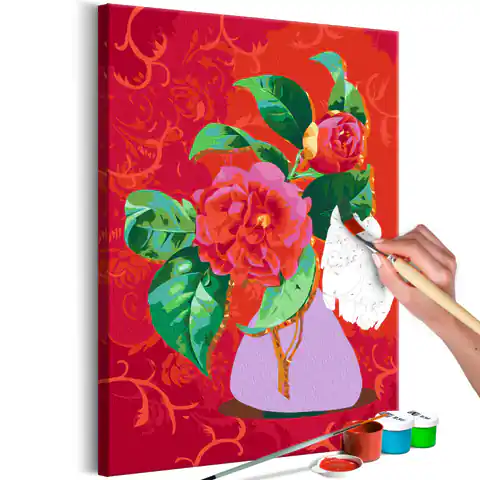 ⁨Obraz do samodzielnego malowania - Bukiet w fioletowym wazonie⁩ w sklepie Wasserman.eu