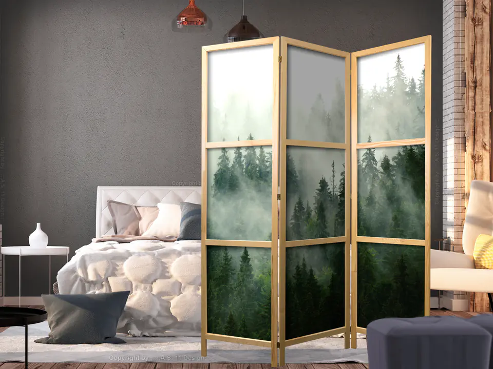 ⁨Parawan japoński - Górski las I (rozmiar 135x172, wykończenie )⁩ w sklepie Wasserman.eu