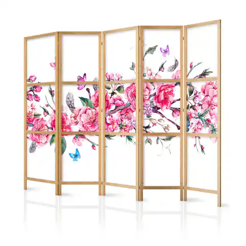 ⁨Parawan japoński - Styl japoński: Kwiaty i motyle II [Room Dividers]⁩ w sklepie Wasserman.eu