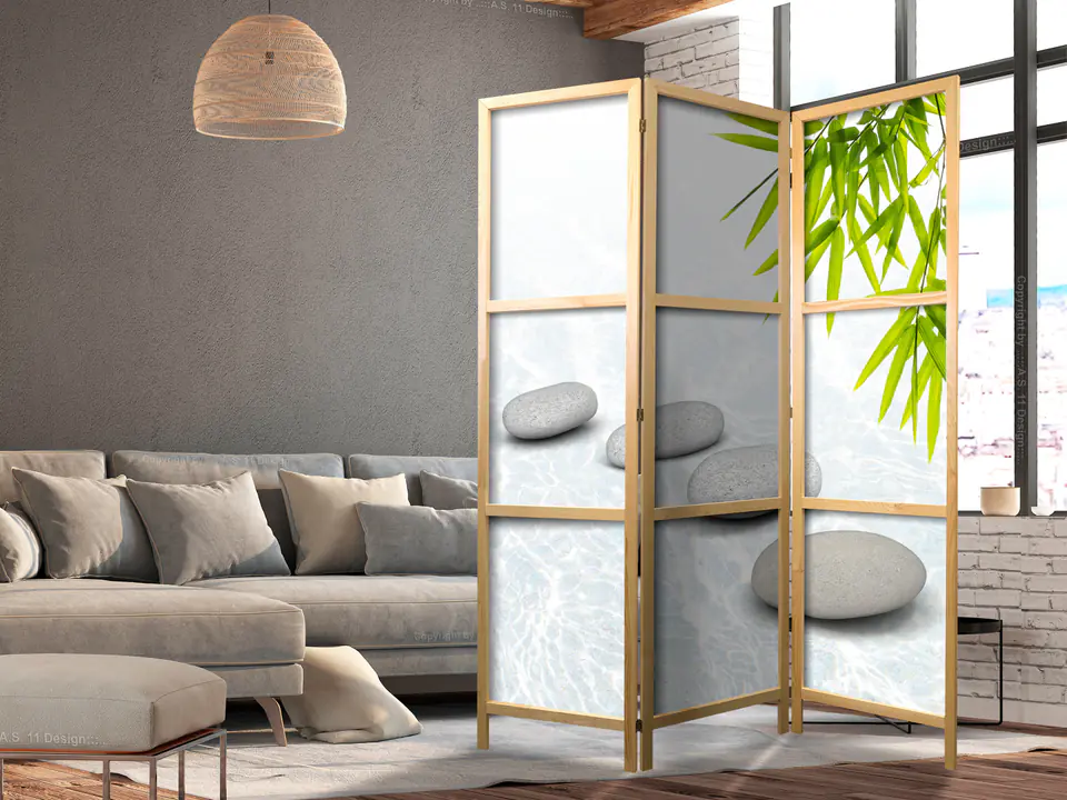 ⁨Parawan japoński - Stoicki spokój [jednostronny] (rozmiar 135x172, wykończenie )⁩ w sklepie Wasserman.eu