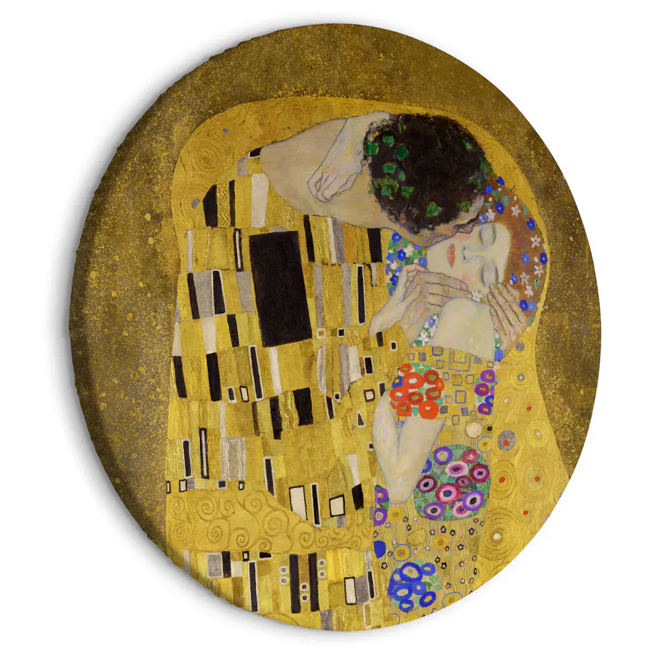 ⁨Obraz okrągły - Pocałunek (Gustav Klimt) (rozmiar 80x80, wykończenie )⁩ w sklepie Wasserman.eu