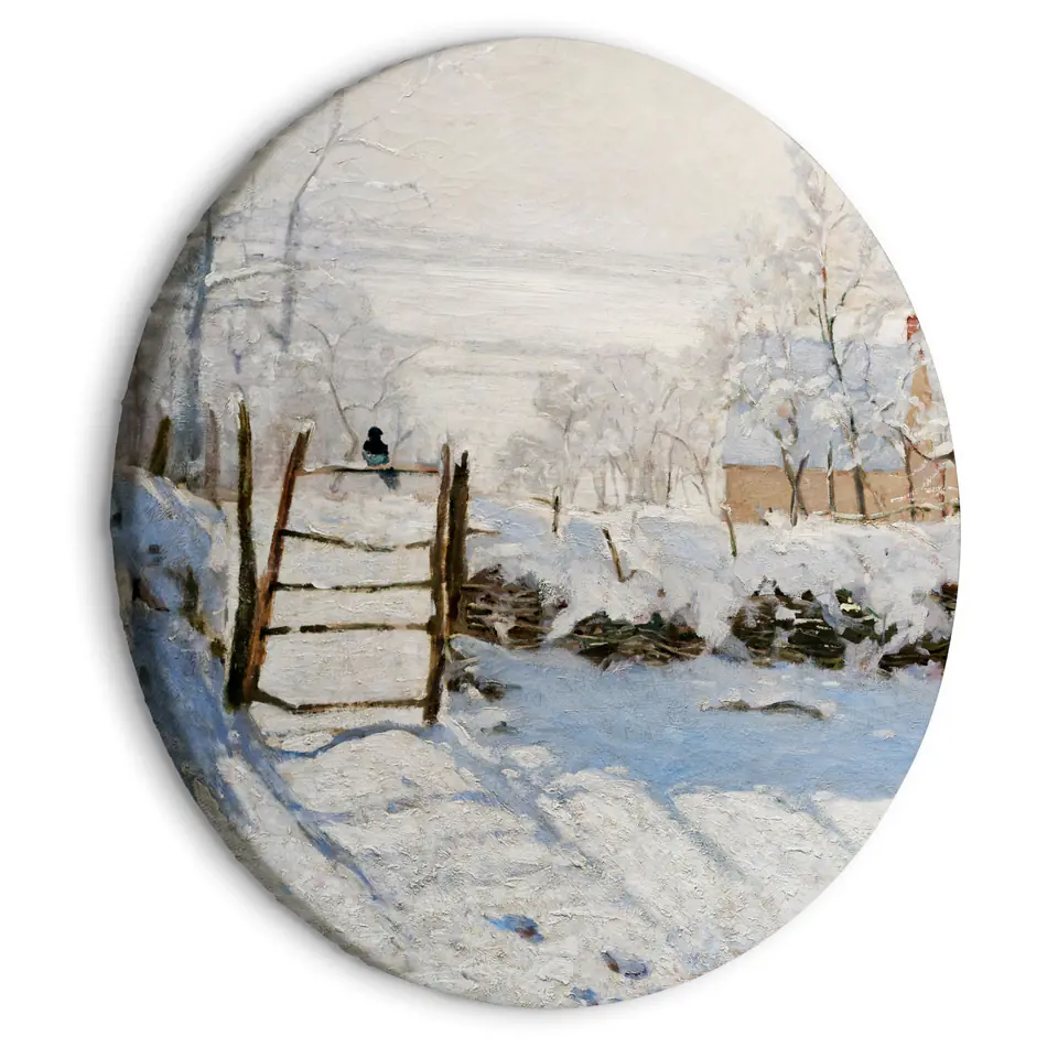⁨Obraz okrągły - Sroka (Claude Monet) (rozmiar 60x60, wykończenie )⁩ w sklepie Wasserman.eu