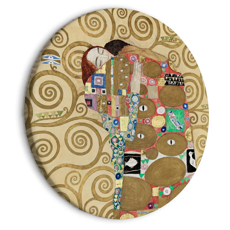 ⁨Obraz okrągły - Spełnienie (Gustav Klimt) (rozmiar 60x60, wykończenie )⁩ w sklepie Wasserman.eu