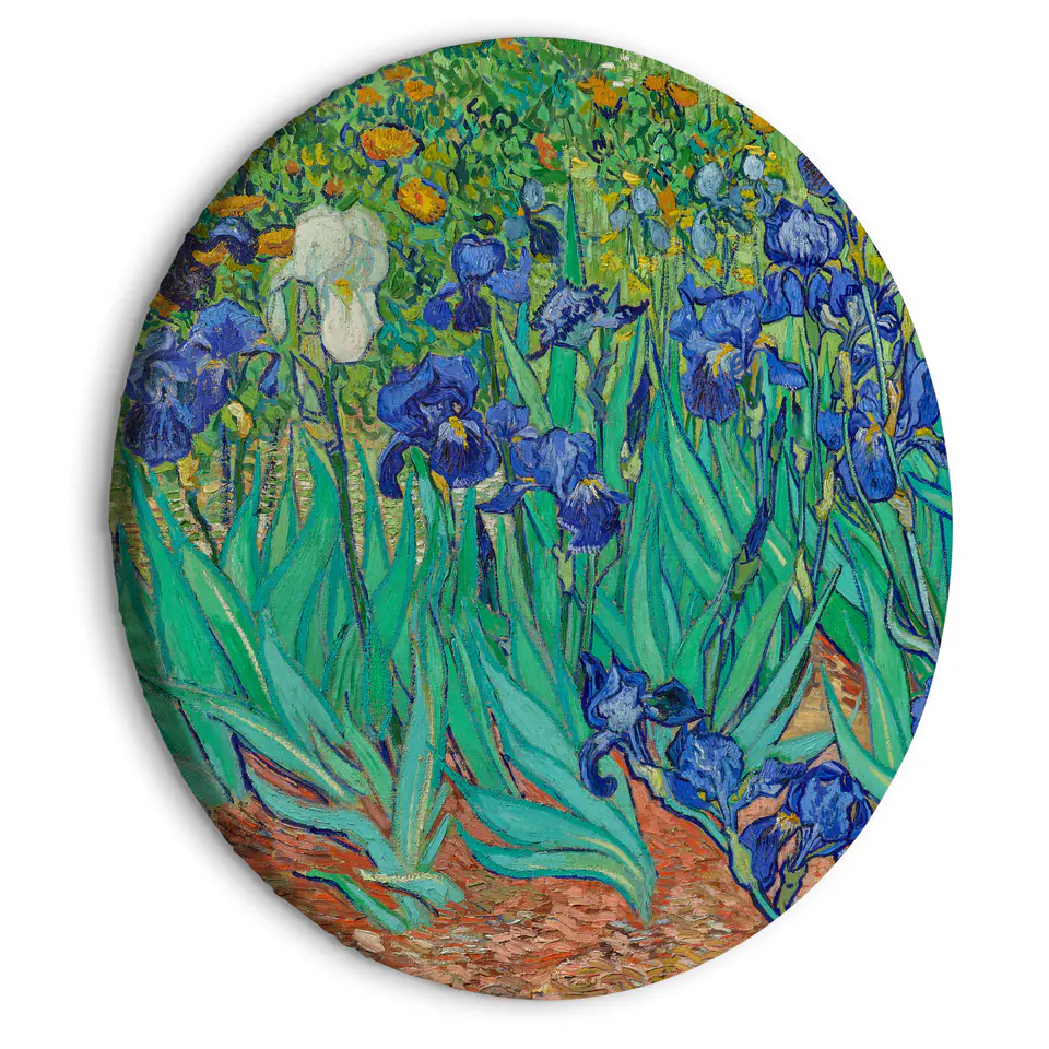 ⁨Obraz okrągły - Irysy (Vincent van Gogh) (rozmiar 40x40, wykończenie )⁩ w sklepie Wasserman.eu