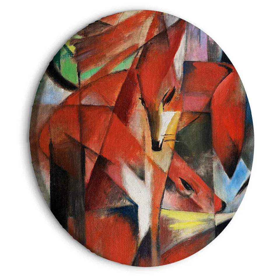 ⁨Obraz okrągły - Lisy (Franz Marc) (rozmiar 80x80, wykończenie )⁩ w sklepie Wasserman.eu
