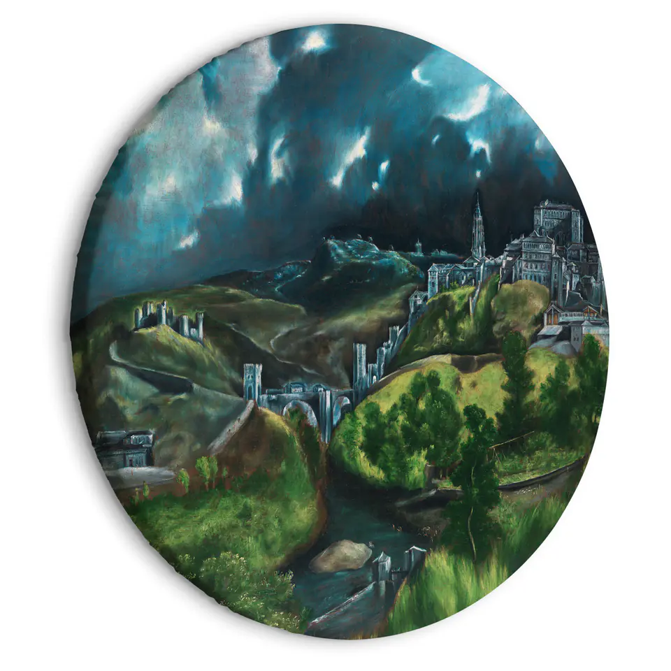 ⁨Obraz okrągły - Widok Toledo (El Greco) (rozmiar 60x60, wykończenie )⁩ w sklepie Wasserman.eu