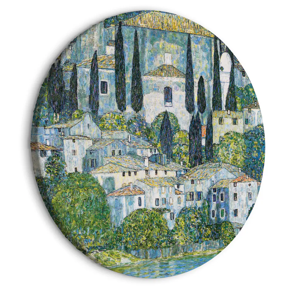 ⁨Obraz okrągły - Kościół w Cassone (Gustav Klimt) (rozmiar 40x40, wykończenie )⁩ w sklepie Wasserman.eu