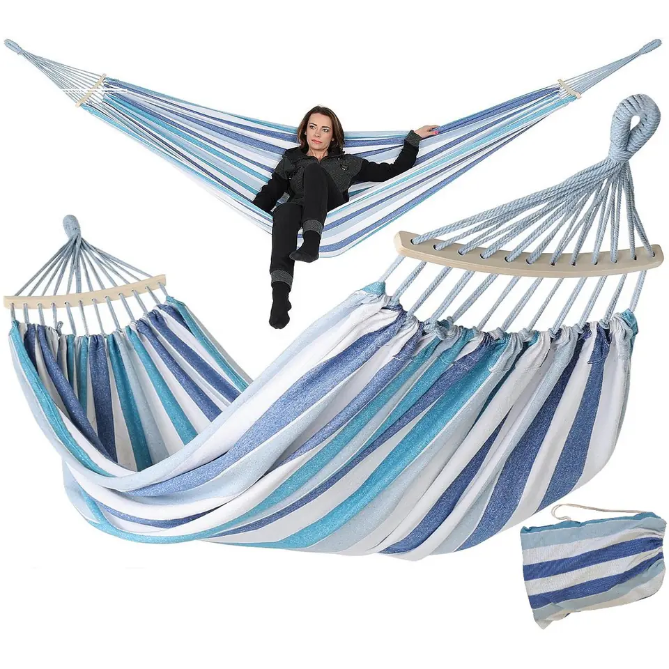 ⁨HAMAK OGRODOWY 2 OSOBOWY LUXE XXL 250x150CM Z DRĄŻKIEM I POKROWCEM 1021201⁩ w sklepie Wasserman.eu