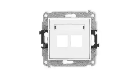 ⁨ICON Mechanizm gniazda multimedialnego podwójnego bez modułu (standard Keystone) biały mat 25IGM-2P⁩ w sklepie Wasserman.eu