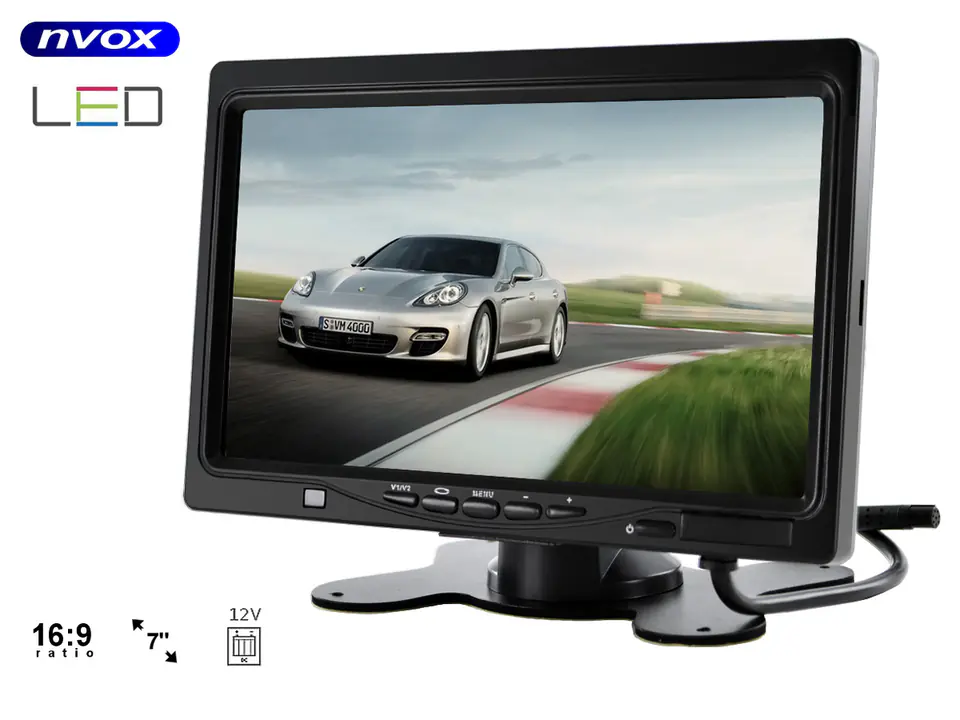 ⁨NVOX HM 716 HD monitor zagłówkowy lub wolnostojący LCD 7" cali HD AV z RAMKĄ 12V⁩ w sklepie Wasserman.eu