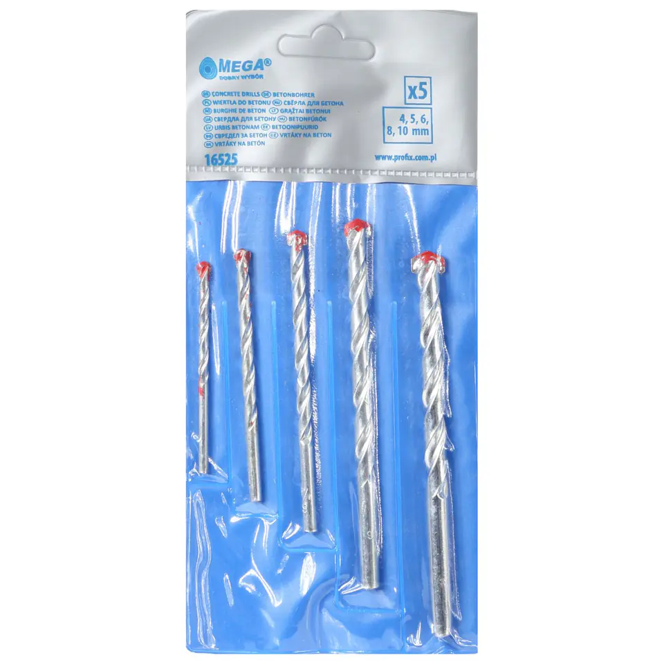 ⁨8PC MASONRY DRILL SET. CONTENTS: 3X60; 4X75; 5X75; 6X100; 7X120; 8X120; 9X120; 10X120MM. MASONRY DRILLS CHROME PLATED WITH CARBIDE TIPS PAINTED IN RED.⁩ at Wasserman.eu