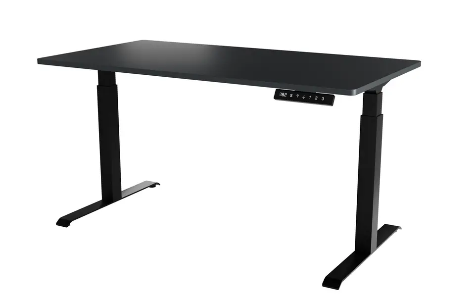 ⁨Desk with electric height adjustment MOON LONG 150x80x72-120 black/anthracite⁩ at Wasserman.eu