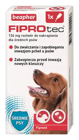 ⁨BEAPHAR Drops against fleas and ticks for dogs M - 1 x 134 mg⁩ at Wasserman.eu