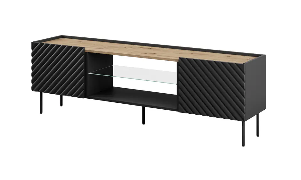 ⁨EF ONDA RTV cabinet 180x40x39-58 black (standing or wall mounted)⁩ at Wasserman.eu