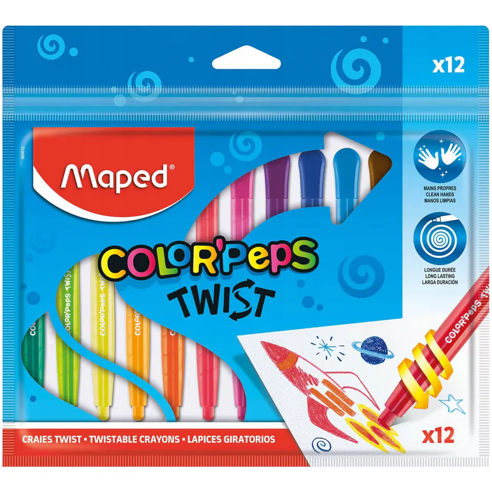 ⁨Kredki COLORPEPS świecowe wykręcane Twist 12szt. zip etui 860612 MAPED⁩ w sklepie Wasserman.eu