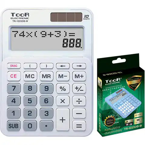 ⁨Kalkulator dwuliniowy TR-1223DB-W biały TOOR 120-1900⁩ w sklepie Wasserman.eu