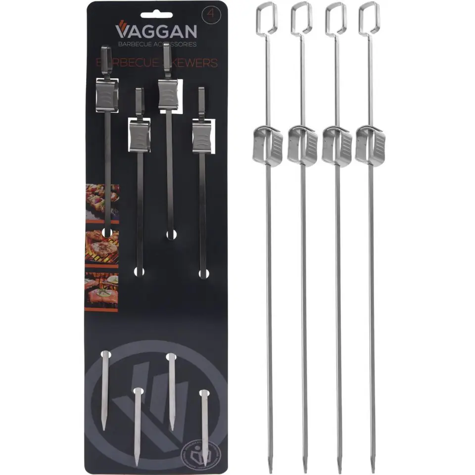 ⁨SZPIKULEC DO SZASZŁYKÓW 4SZT DŁ. 40,5CM STAL NIERDZEWNA⁩ w sklepie Wasserman.eu