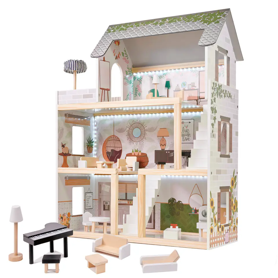 ⁨LULILO Dollhouse wooden FLORO boho LED⁩ at Wasserman.eu