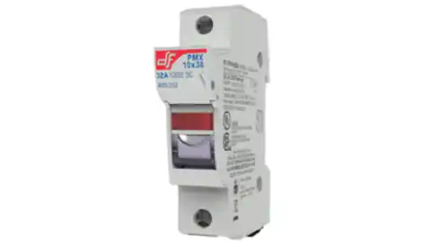 ⁨Rozłącznik, podstawa bezpiecznikowa PMX 1P do bezpieczników 10x38, 1000V DC, 32A, dla instalacji PV z sygnalizacją 485152⁩ w sklepie Wasserman.eu