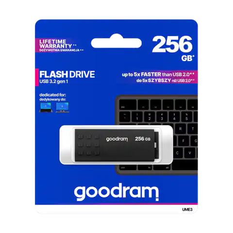 ⁨Pendrive Goodram USB 3.2 256GB czarny⁩ w sklepie Wasserman.eu