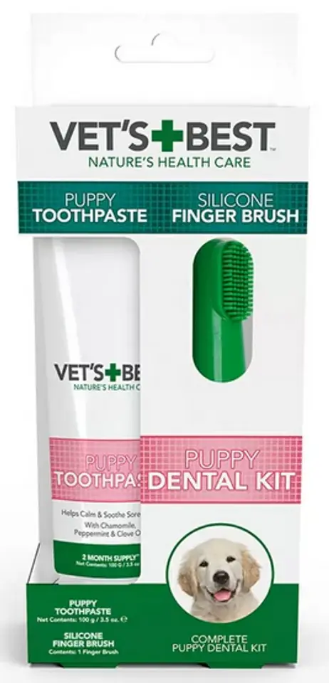 ⁨Vet's Best Dental żel + szczoteczka zestaw Puppy⁩ w sklepie Wasserman.eu