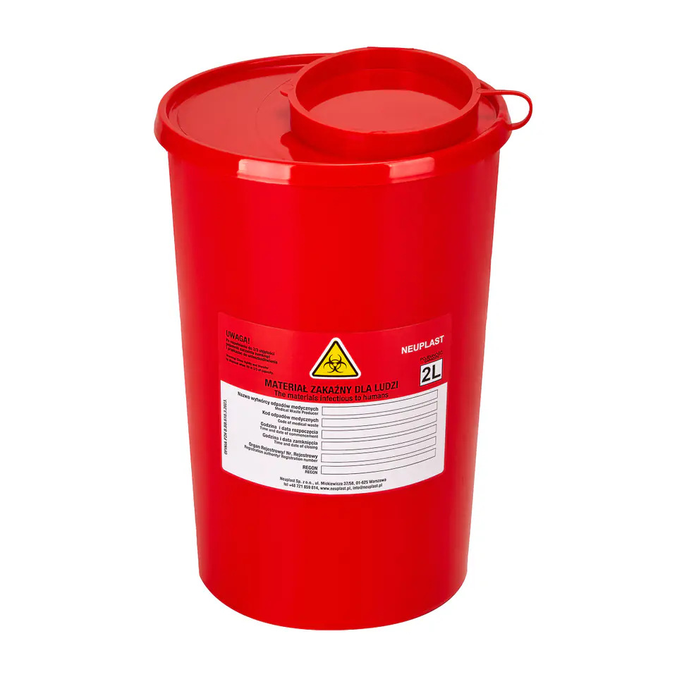 ⁨Medical waste container 2 L red⁩ at Wasserman.eu