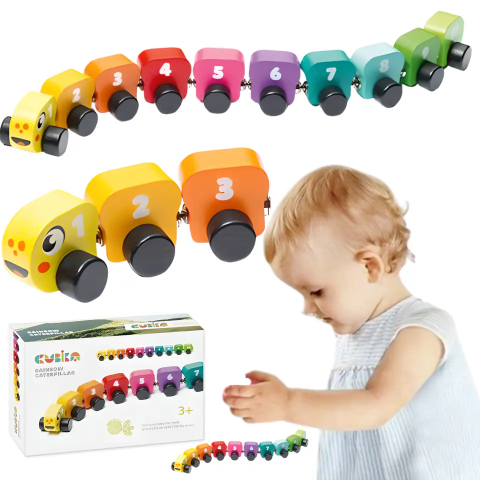 ⁨Rainbow Wooden Caterpillar 15399 Cubika⁩ at Wasserman.eu