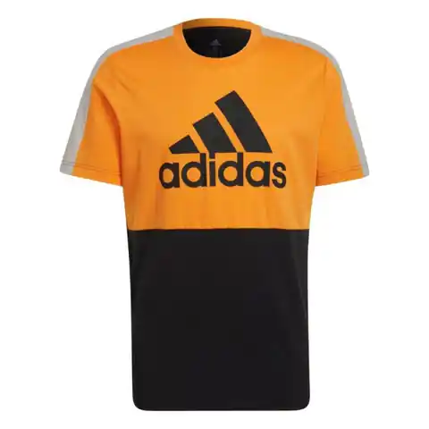 ⁨Koszulka adidas Essentials Colorblock Single Jersey Tee M (kolor Czarny. Pomarańczowy, rozmiar L)⁩ w sklepie Wasserman.eu