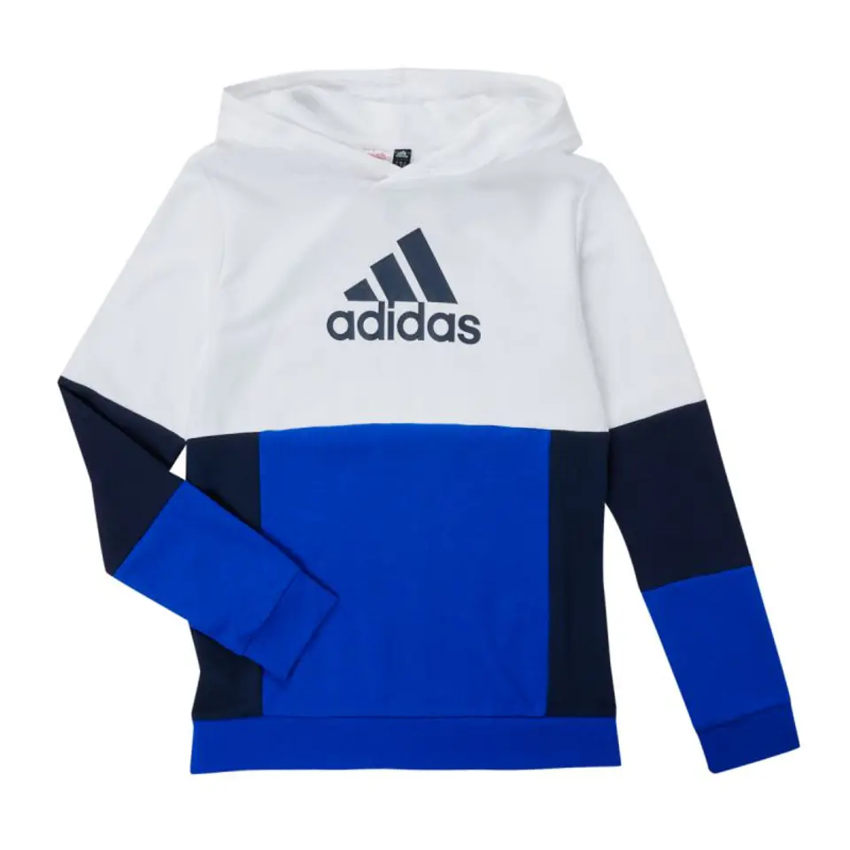 ⁨Bluza adidas Colourblock Hoodie Jr (kolor Biały. Niebieski, rozmiar 140cm)⁩ w sklepie Wasserman.eu