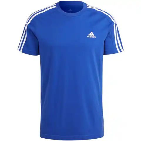 ⁨Koszulka adidas Essentials Single Jersey 3-Stripes M (kolor Niebieski, rozmiar M)⁩ w sklepie Wasserman.eu