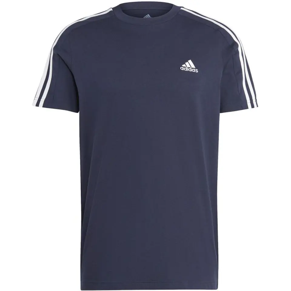 ⁨Koszulka adidas Essentials Single Jersey 3-Stripes Tee M (kolor Granatowy, rozmiar L)⁩ w sklepie Wasserman.eu