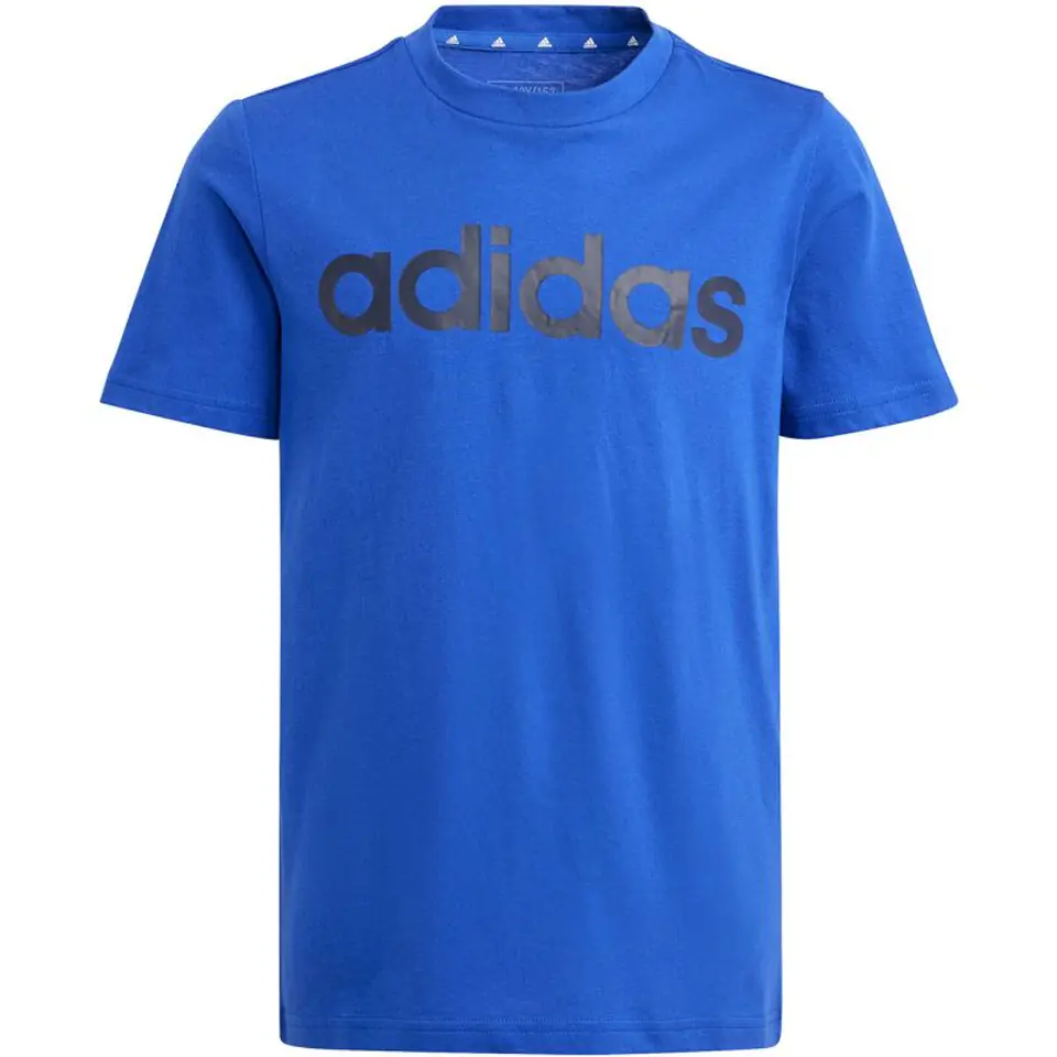 ⁨Koszulka adidas Essentials Linear Logo Cotton Tee Jr (kolor Niebieski, rozmiar 140cm)⁩ w sklepie Wasserman.eu