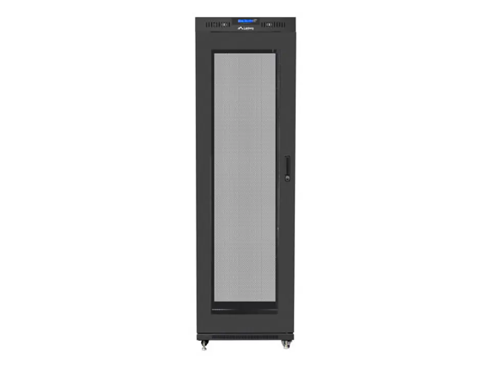 ⁨SZAFA INSTALACYJNA RACK STOJĄCA 19" 42U 600X1000 CZARNA DRZWI PERFOROWANE LCD LANBERG (FLAT PACK) V2⁩ w sklepie Wasserman.eu