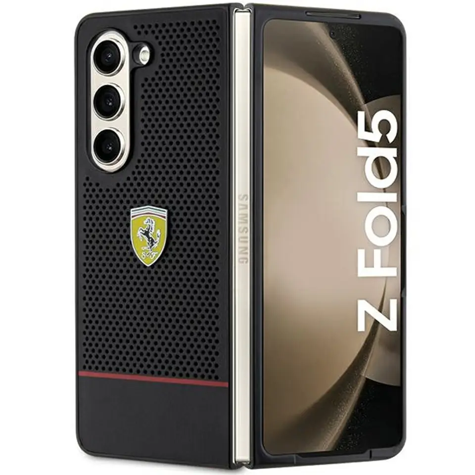 ⁨Ferrari FEHCZFD5PSEK Z Fold5 F946 czarny/black hardcase Perforated Line⁩ w sklepie Wasserman.eu