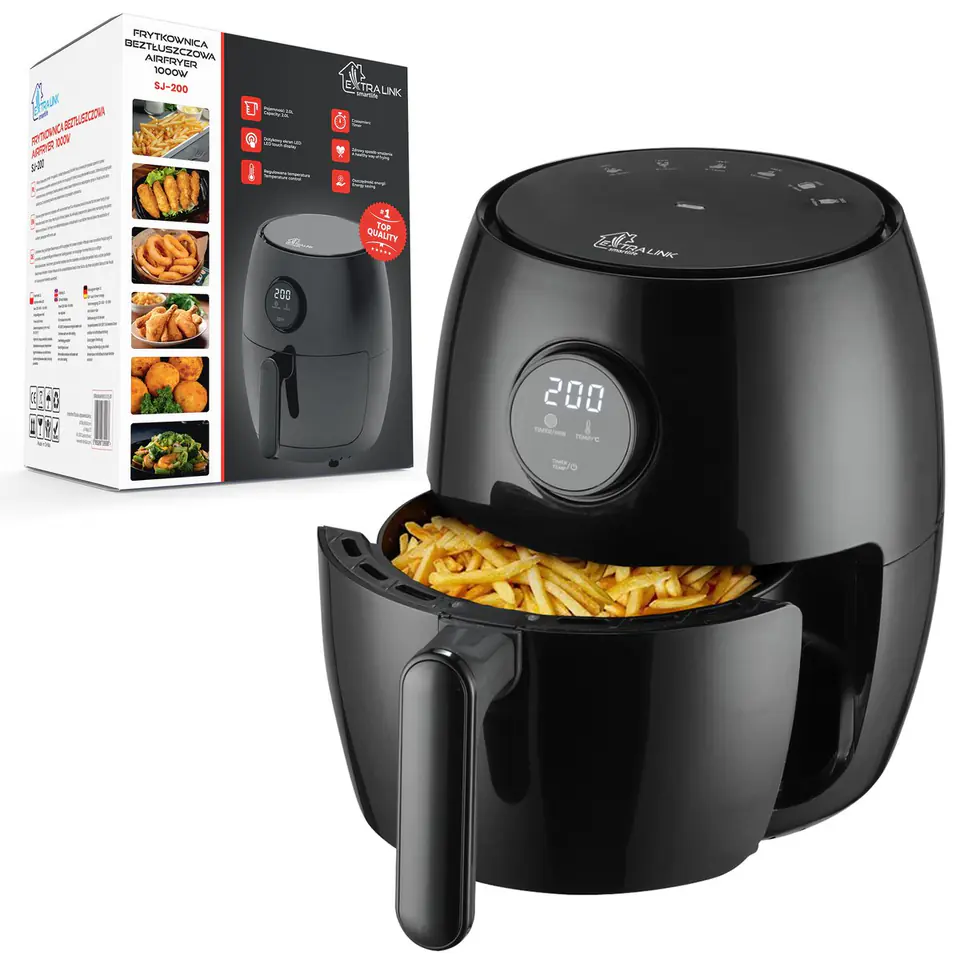 ⁨Extralink Smart Life Air Fryer SJ-200 2L EU | Air Fryer | 1000W⁩ at Wasserman.eu