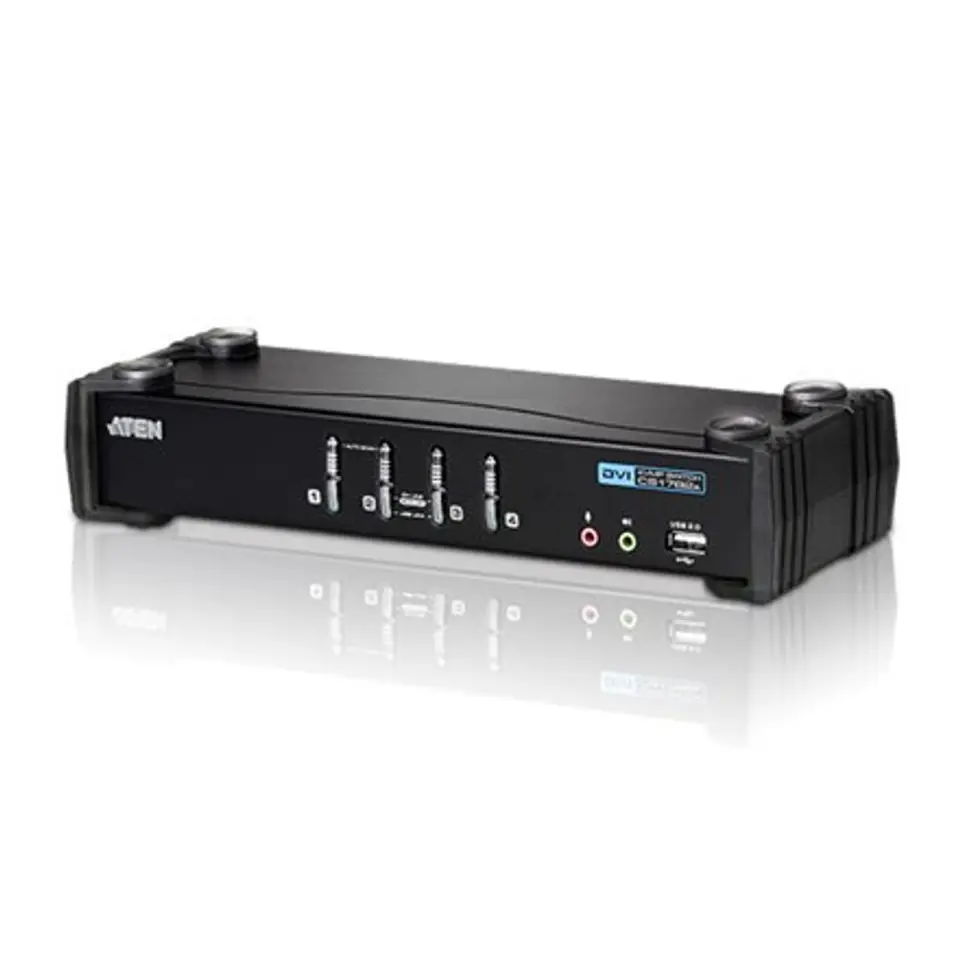 ⁨ATEN 4-Port USB DVI KVM Switch with Audio & USB 2.0 Hub (KVM Cables included)⁩ at Wasserman.eu