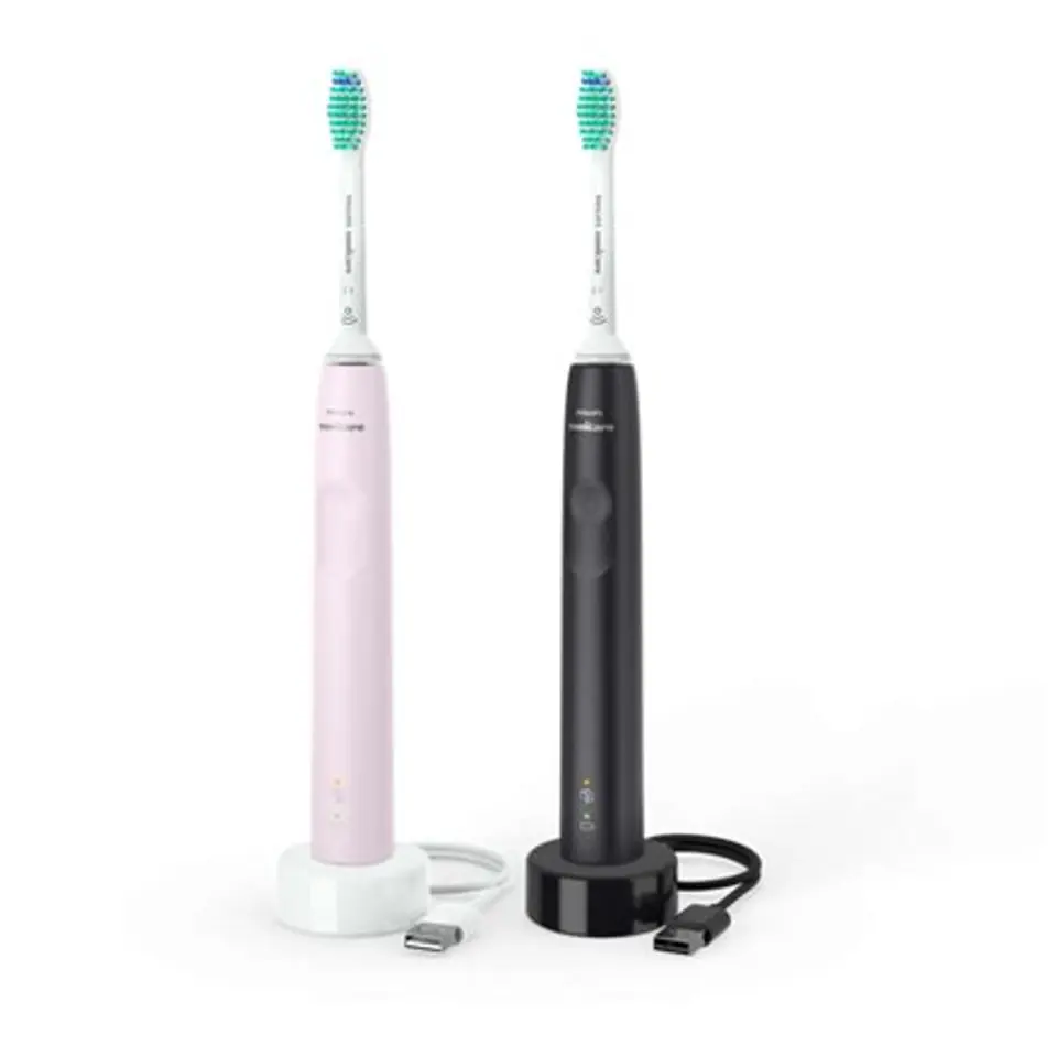 ⁨Philips | Sonicare Szczoteczka Elektryczna HX3675/15 do mycia zębów, Czarna/Różowa - 2 szczoteczki, technologia soniczna, ładowa⁩ w sklepie Wasserman.eu