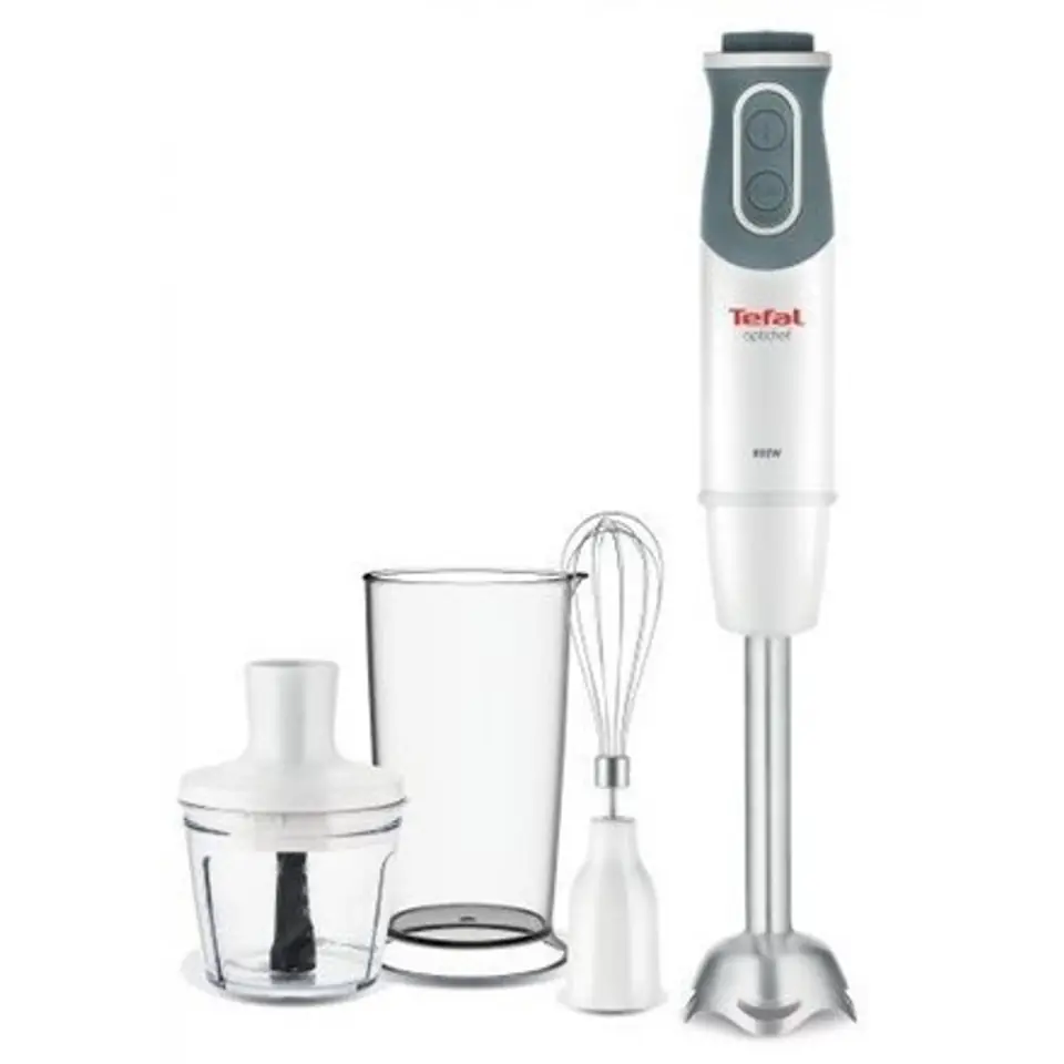 ⁨TEFAL | Optichef 3-w-1 HB643138 | Blender | Blender ręczny | 800 W | Liczba prędkości 20 | Tryb Turbo | Rozdrabniacz | Biały/Sza⁩ w sklepie Wasserman.eu