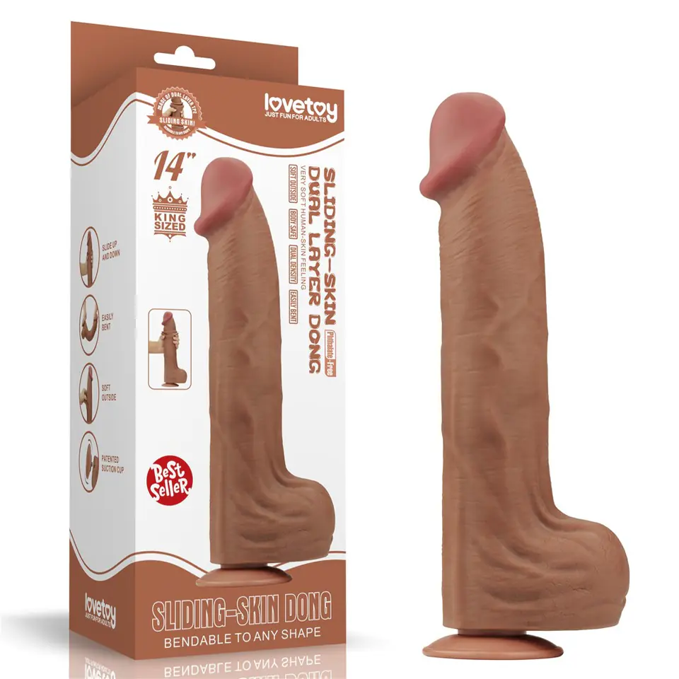 DILDO 14'' KING SIZED SLIDING SKIN DUAL LAYER DONG w sklepie Wasserman.eu