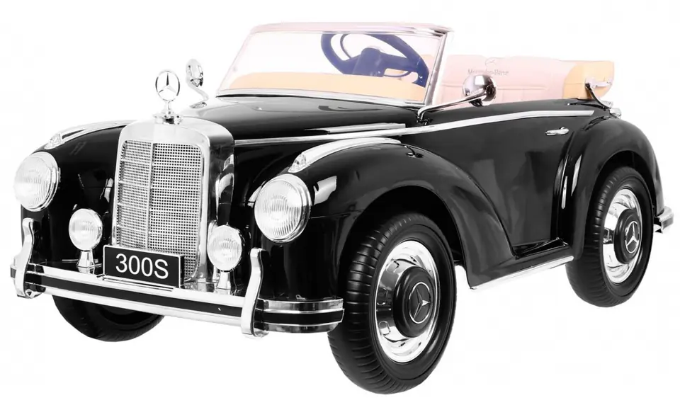 ⁨Mercedes Benz 300S Retro dla dzieci Lakier Czarny + Pilot + EVA + Wolny Start + LED MP3⁩ w sklepie Wasserman.eu