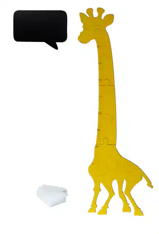 ⁨Miarka wzrostu żyrafa drewniana 125 cm żółta + tablica kredowa 32 x 44 cm⁩ w sklepie Wasserman.eu